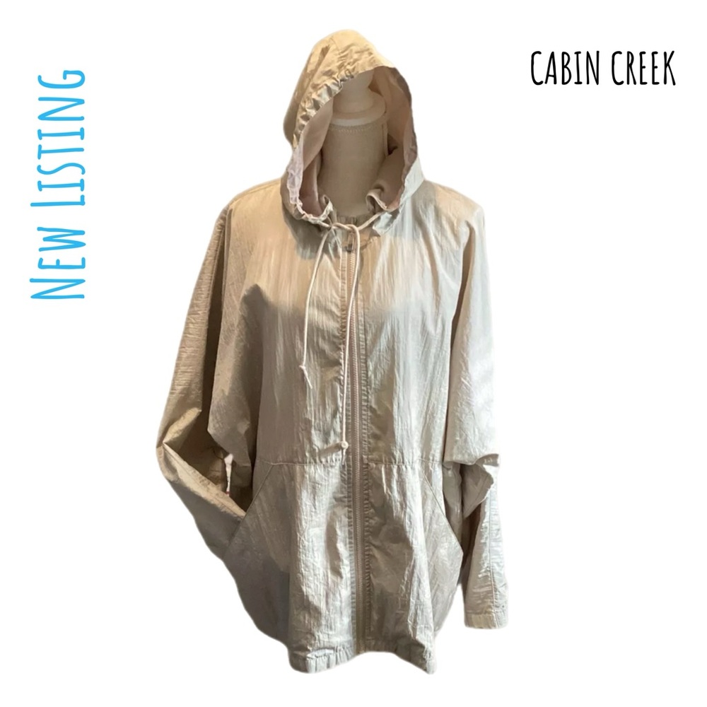 Cabin Creek Windbreaker Rain Jacket Sz 1X W/Hood Fishing Camping Running VTG